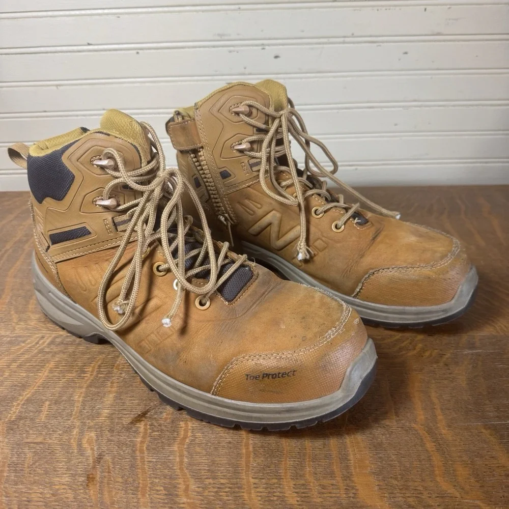 New Balance 10.5 EE Steel Toe Work Boots Brown Side Zip EH PR SR Leather